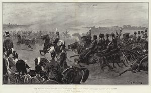 Die Parade vor dem Schah in Woolwich, die königliche Pferdeartillerie im Galopp