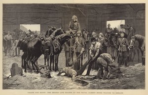 Truppen für Ägypten, die Second Life Guards an den Royal Albert Docks warten auf das Einschiffen