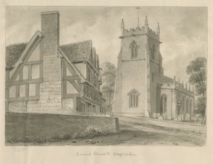 Cannock Kirche: Sepiazeichnung, 1841