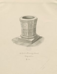 Taufbecken in der Kirche von Penkridge (1841) von John Chessell Buckler