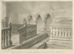 Innenraum der Draycott in the Moors Kirche von John Chessell Buckler