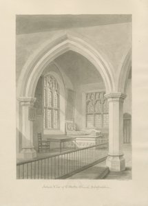 Innenraum der Ellastone Kirche: Sepia-Zeichnung, 1841 von John Chessell Buckler