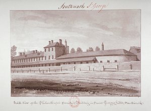 Nordansicht der Philanthropic Society Institution an der London Road, Southwark, London, 1827 von John Chessell Buckler