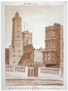 Shot Manufactory, Tooley Street, von der London Bridge, Bermondsey, London, 1828 von John Chessell Buckler