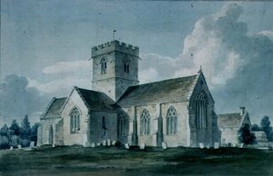 Südostansicht der Kirche von Dinton, 1805