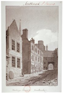 Blick auf das Torhaus von Montague House, Southwark, London von John Chessell Buckler