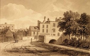 Ansicht der Mill Pond Brücke, Bermondsey von John Chessell Buckler