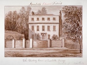 Ansicht des Pfarrhauses von St. Mary in Lambeth, London, 1828