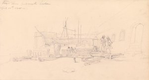 Zeichnung des Rundturms, Hafen von Portsmouth von John Christian Schetky