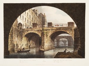 Brücke des Hôtel-Dieu genannt St. Charles, Kleine Brücke, Illustration aus Versailles, Paris und Saint Denis, veröffentlicht 1806