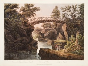 Umgebung von Paris, Brücke bei Bagatelle, Illustration aus Versailles, Paris und Saint Denis, veröffentlicht 1809