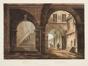 Innenraum des Châtelet, Teil des Quais von Feraille, Illustration aus Versailles, Paris und Saint Denis, veröffentlicht 1809