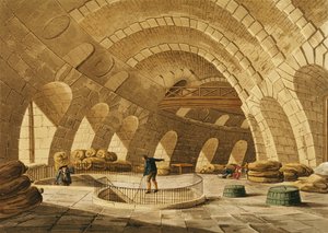 Der Weizenspeicher, Rue de Viarmes, graviert von I. Hill von John Claude Nattes