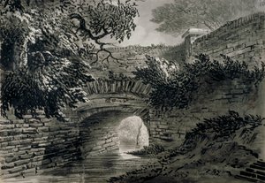Ansicht eines Abschnitts des Entwässerungssystems der Serpentine im Hyde Park, London, ca. 1817