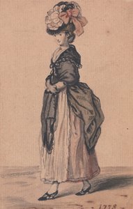 Eine Dame der Mode mit schwarzem Schal und schwarzen Schuhen von John Collet