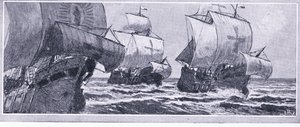 Die letzte Reise von Henry Hudson-1610. Von einer meuternden Crew ausgesetzt, Newnes Pictorial Knowledge veröffentlicht von Newnes, ca. 1950er von John Collier