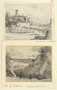 Ein Herrenhaus, 1815, und Dedham von nahe Gun Hill, Langham, ca. 1815 von John Constable