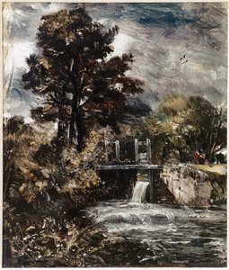 Eine Schleuse, vielleicht an der Stour (Öl auf Leinwand) von John Constable