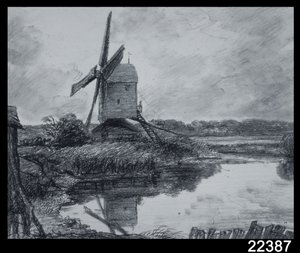 Eine Mühle am Ufer des Flusses Stour von John Constable