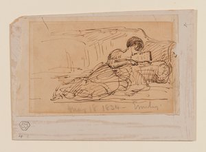 Künstlers Tochter, Emily, liegend auf einem Sofa lesend, 18. Mai 1834 von John Constable