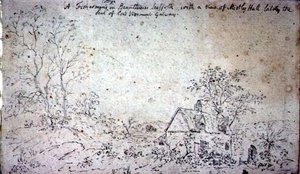 Hütte in Brantham mit Blick auf Mistley Hall von John Constable