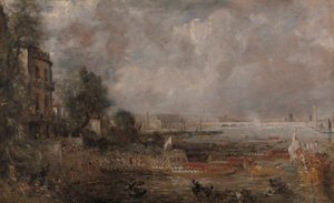 Halbgröße Skizze für Die Eröffnung der Waterloo-Brücke ("Whitehall Stairs, 18. Juni 1817") von John Constable