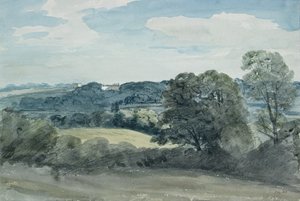 Landschaft mit Gebäuden in der Ferne