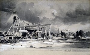Förderturm und Pumpen am Kilsby Tunnel, Northamptonshire, 16. Juli 1837