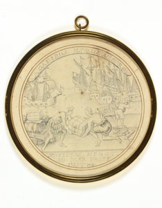 Entwurf für eine Medaille zur Erinnerung an die Gründung der South Sea Company