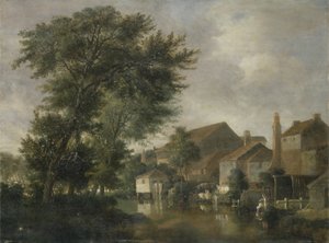 Eine Flusslandschaft, möglicherweise in Norwich