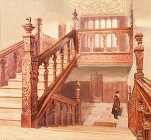 Charterhouse: die große Treppe, Mai 1885 von John Crowther