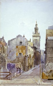 College Hill und die Kirche St. Michael Paternoster Royal, City of London von John Crowther