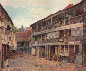 Kings Head Inn und Kings Head Inn Yard, Borough High Street, Southwark, London, 1879 von John Crowther