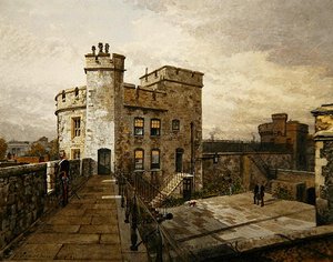 Ansicht des Devereux-Turms, Tower of London, mit Figuren in Militärkleidung von John Crowther