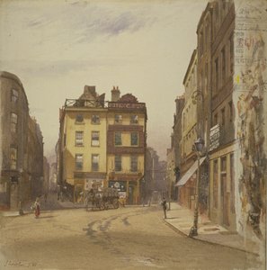 Ansicht der Wych Street und Holywell Street, Westminster mit der Rising Sun Tavern
