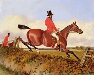 Fuchsjagd: Überqueren eines Grabens, um 1840