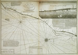 Eine Karte der Küste von Orford Ness bis Lowestoff