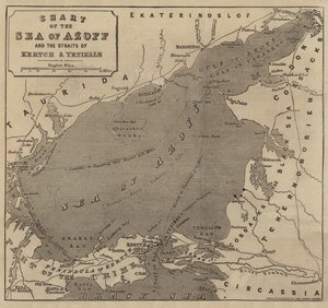 Karte des Asowschen Meeres und der Meerenge von Kertsch und Yenikale von John Dower