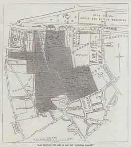 Plan, der den Standort der neuen Nationalgalerie zeigt von John Dower
