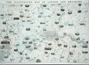 Die illustrierte Karte von London und Umgebung, ca. 1845-55