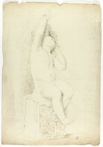 Antike Statue eines sitzenden Putto, der mit einer Maske spielt von John Downman