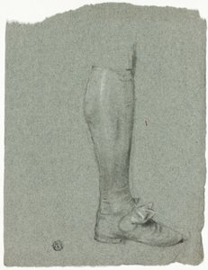 Bein einer stehenden Figur (Vorderseite); Skizze von Schuhen (Rückseite) von John Downman