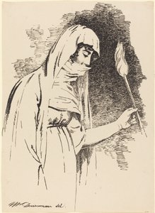 Orientalische Frau, die eine Fackel hält