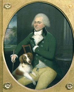 Porträt eines Gentlemans mit seinem Hund