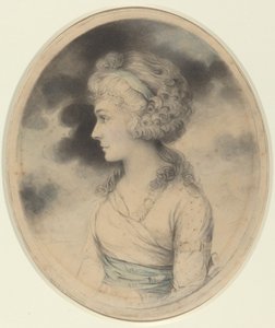 Porträt einer Frau mit blauer Schärpe von John Downman