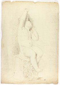 Antike Statue eines sitzenden Putto, der mit einer Maske spielt von John Downman