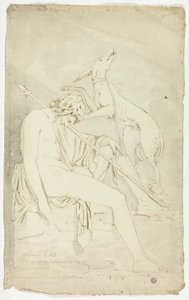 Antikes Basrelief eines schlafenden Jägers und Hundes von John Downman