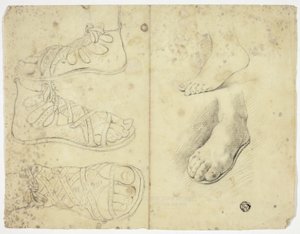 Zwei nackte Füße und drei sandalte Füße von John Downman
