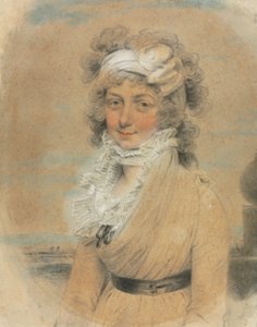 Junge Dame mit weißer Schleife auf dem Kopf von John Downman