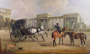 Mr. Massey Stanley mit Cabriolet und Pferden am Hyde Park Corner, 1833 von John E. Ferneley